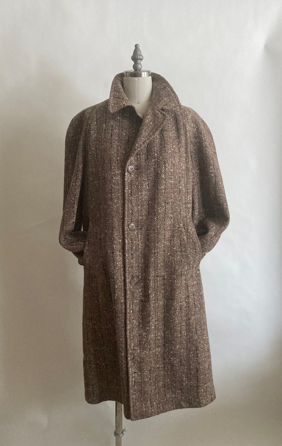 1940's Brown Flecked Wool Tweed Coat/ Small Mens/… - image 1