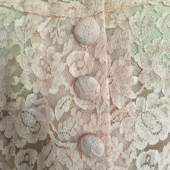 50s Blush Pink Linen and Lace Garden Party Dress … - image 6