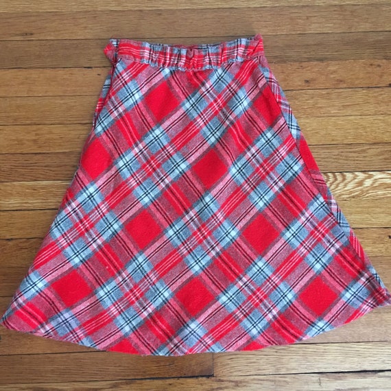 Girls 1970's Red/Grey/Black  Plaid Mini Skirt/A L… - image 3