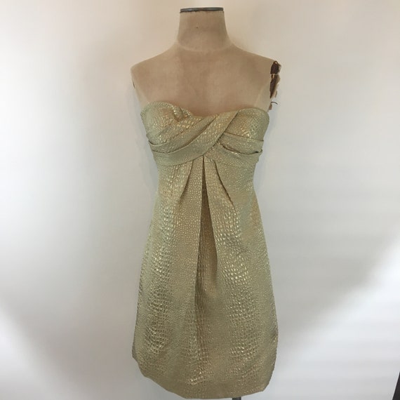 90s Caché Gold Lamé Snakeskin Brocade Sleeveless … - image 1