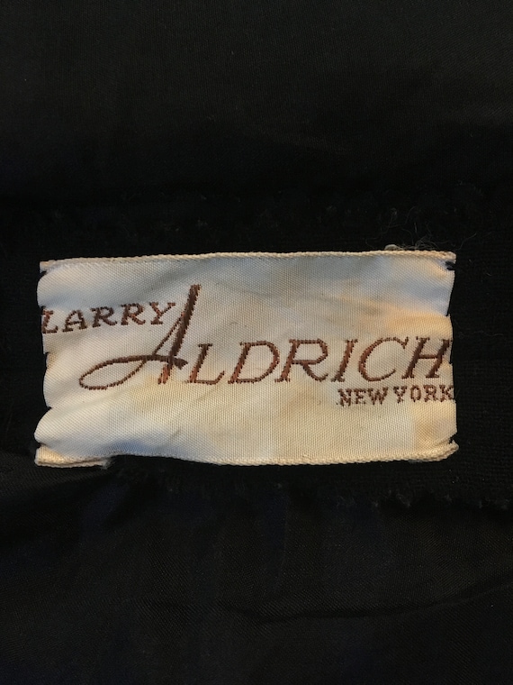Early 1960's Larry Aldrich Scoop Neck Black Wool … - image 5