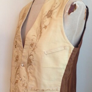 Signed Early 19th Century/ 1830-1840 Mens Embroidered Wedding Vest/ Waistcoat/1800s/Formal Vest image 3