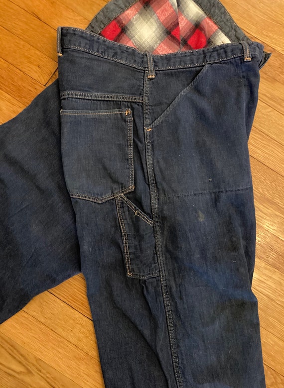 1950s Mens Cotton Plaid Flannel Lined Denim Jeans 36 … Gem