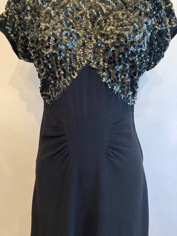 1940s Black Rayon Crepe Dress with Sequins - image 7