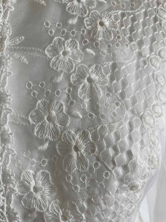 1970s White Chiffon and Lace Empire Waist Wedding… - image 8