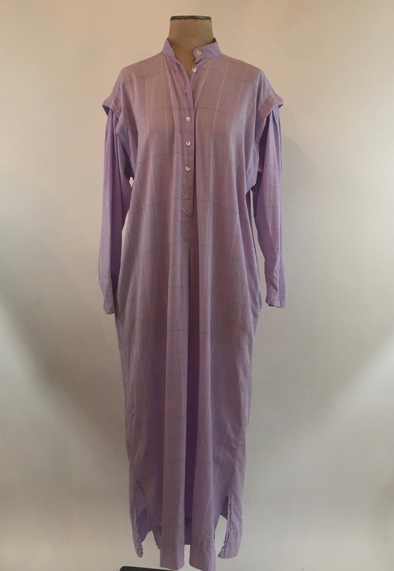 1970's Lavender Plaid Cotton Sultana by Adini Shir