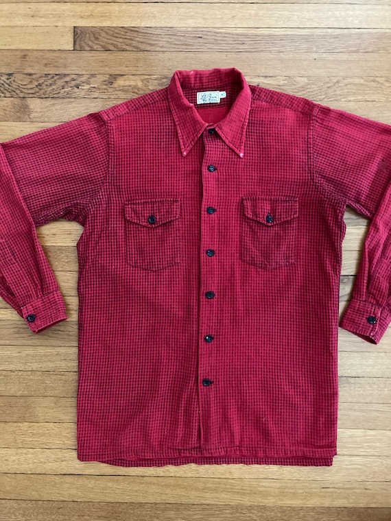 Rare 1950's/50s LL Bean Red Cotton Flannel Houndst