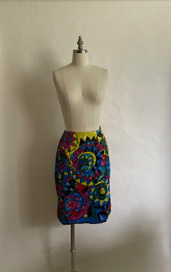 Amazing 1980s Lillie Rubin Floral Sequined Beaded… - image 2