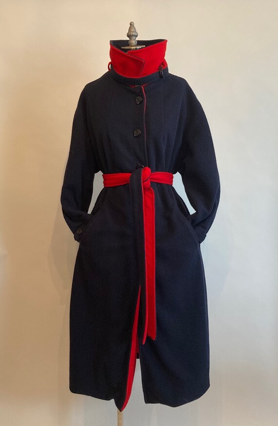 1970's Navy & Red Lightweight Acrylic Coat with Be