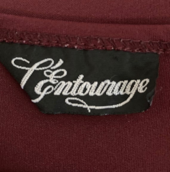 70s/80s L'Entourage Burgundy Disco Dress with Gat… - image 7
