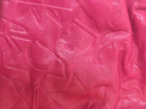 80s Soft Leather Fuschia Slouchy Clamshell Clutch… - image 5