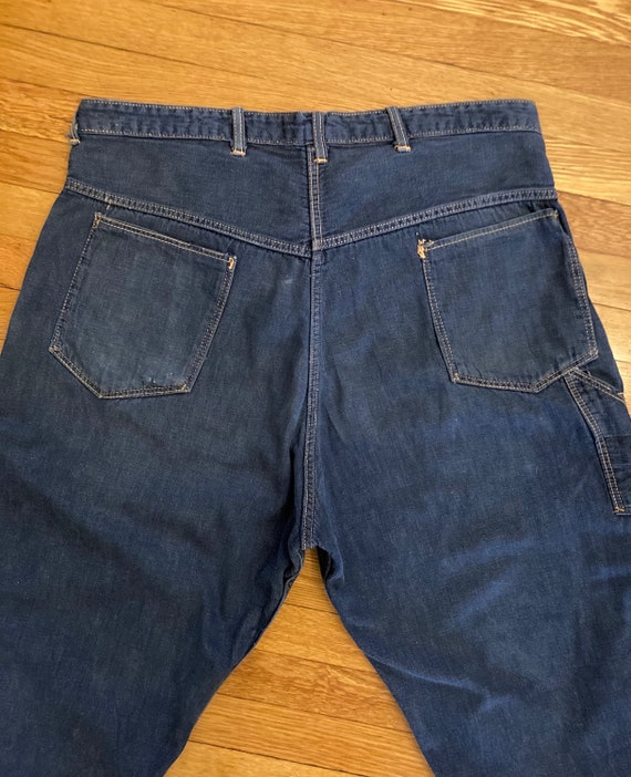 1950s Mens Cotton Plaid Flannel Lined Denim Jeans… - image 8