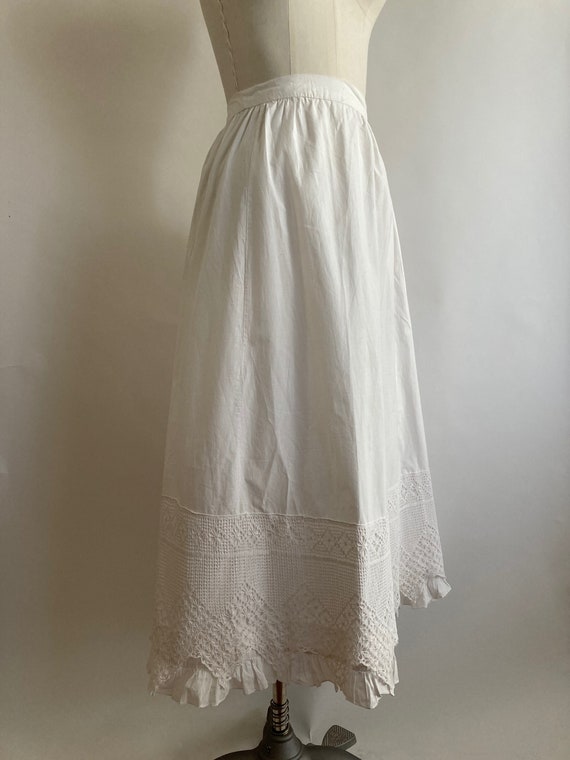 Victorian White Cotton Petticoat with Crocheted O… - image 4