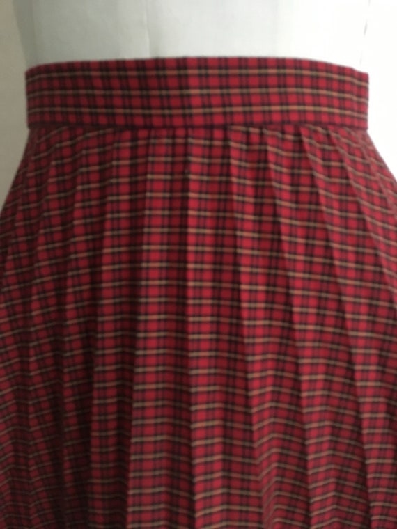 1970s Red Plaid Circle Skirt with Light Permanent… - image 4