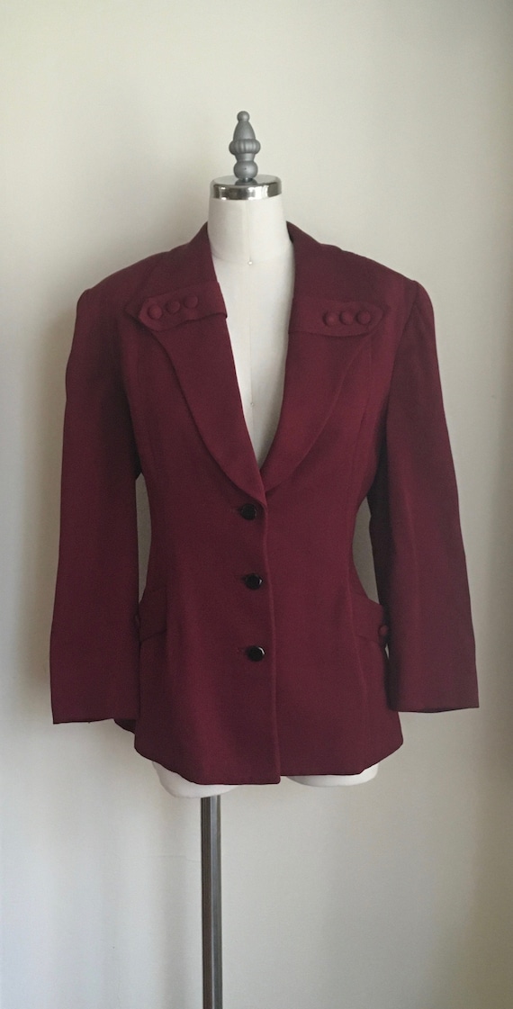 1940s Burgundy Wool Gabardine Jacket/RW