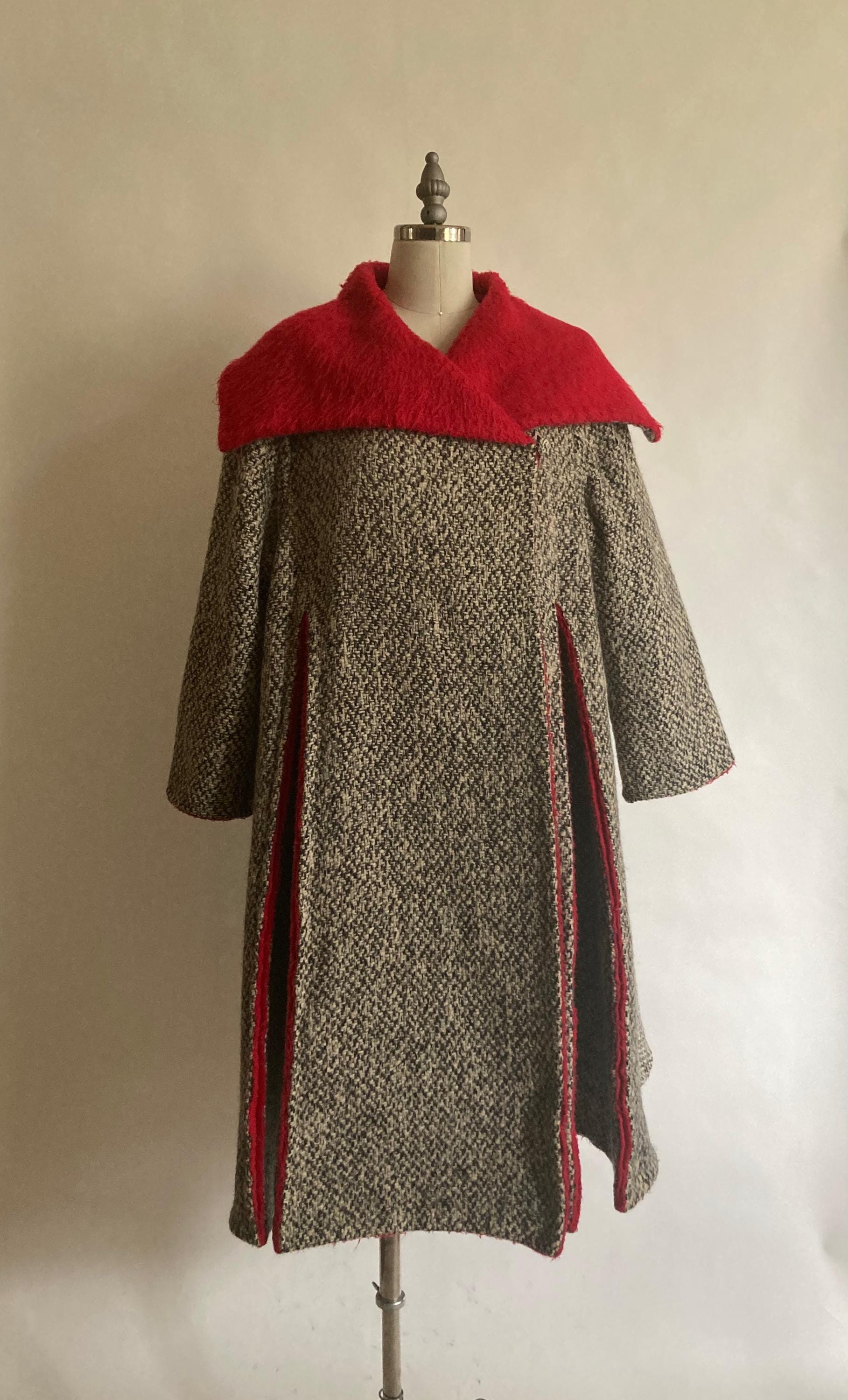 Saint Laurent, 1950s Henri Bendel/Possibly Yves Saint Laurent for Dior Trapeze Tweed Reversible Coat/Swing Coat