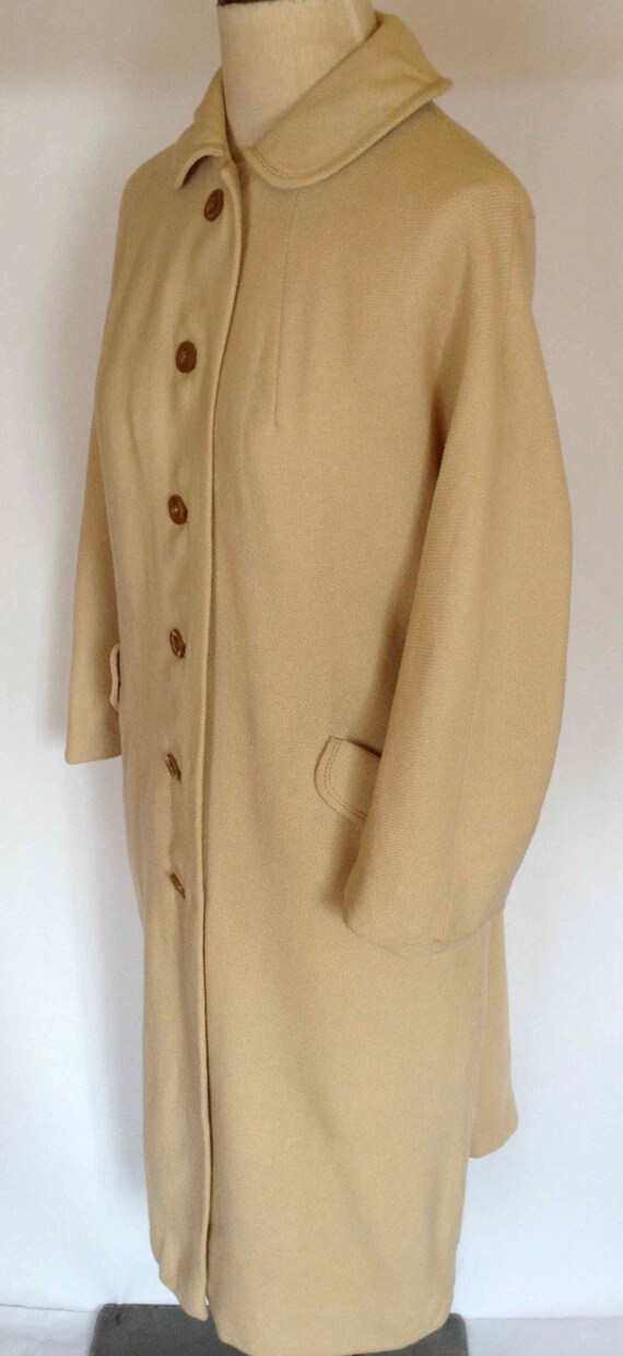 60s Gold/Cream Lightweight Wool Ladies Button Dow… - image 2