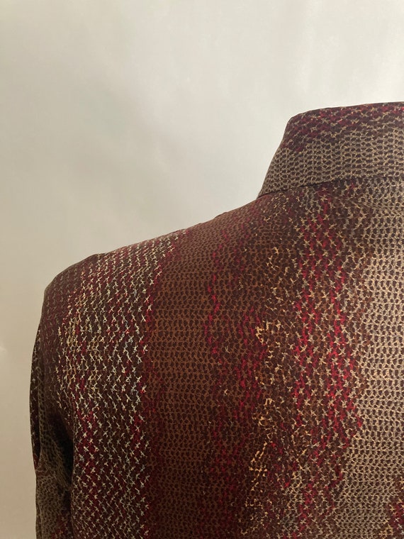 1980s/80s Mens Missoni Silk gold & Burgundy Snake… - image 10