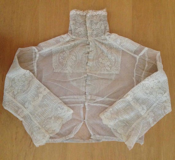 1890's Victorian Young Girls' Cream Cotton Lace T… - image 4
