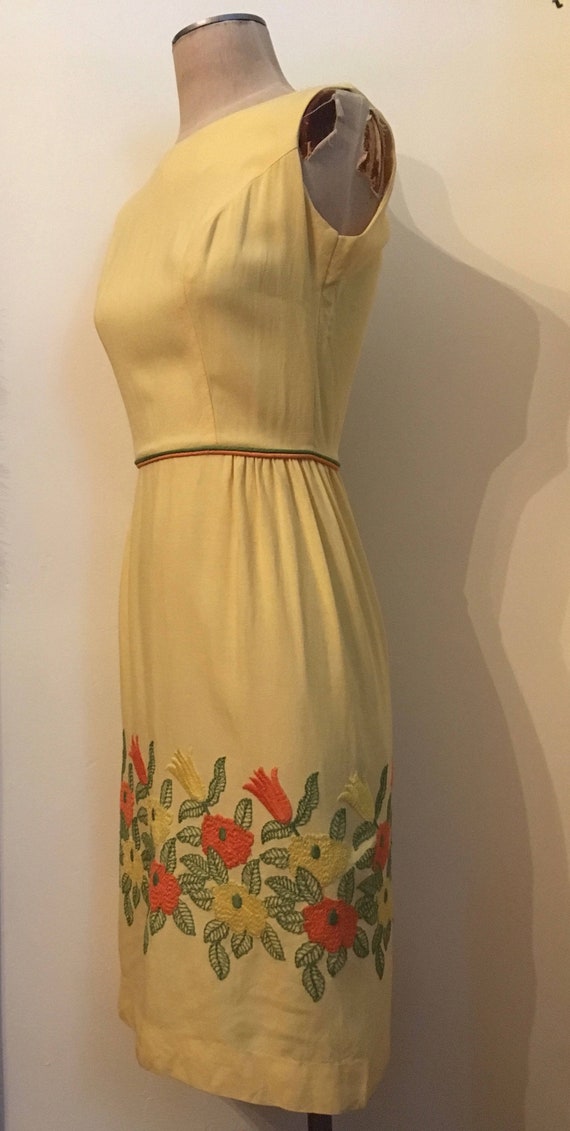 Vintage 60s Sleeveless Daffodil Yellow Fitted Day 