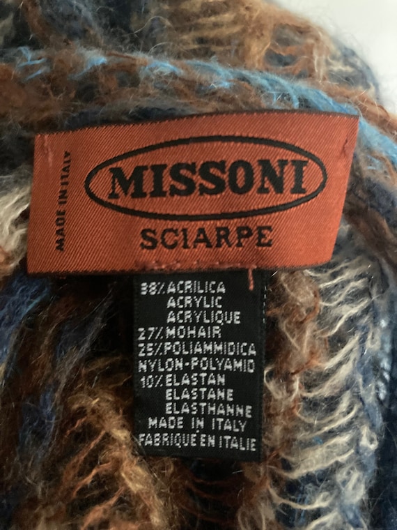 1980s Missoni Copper/Blue/Brown Loose Knit Large … - image 9