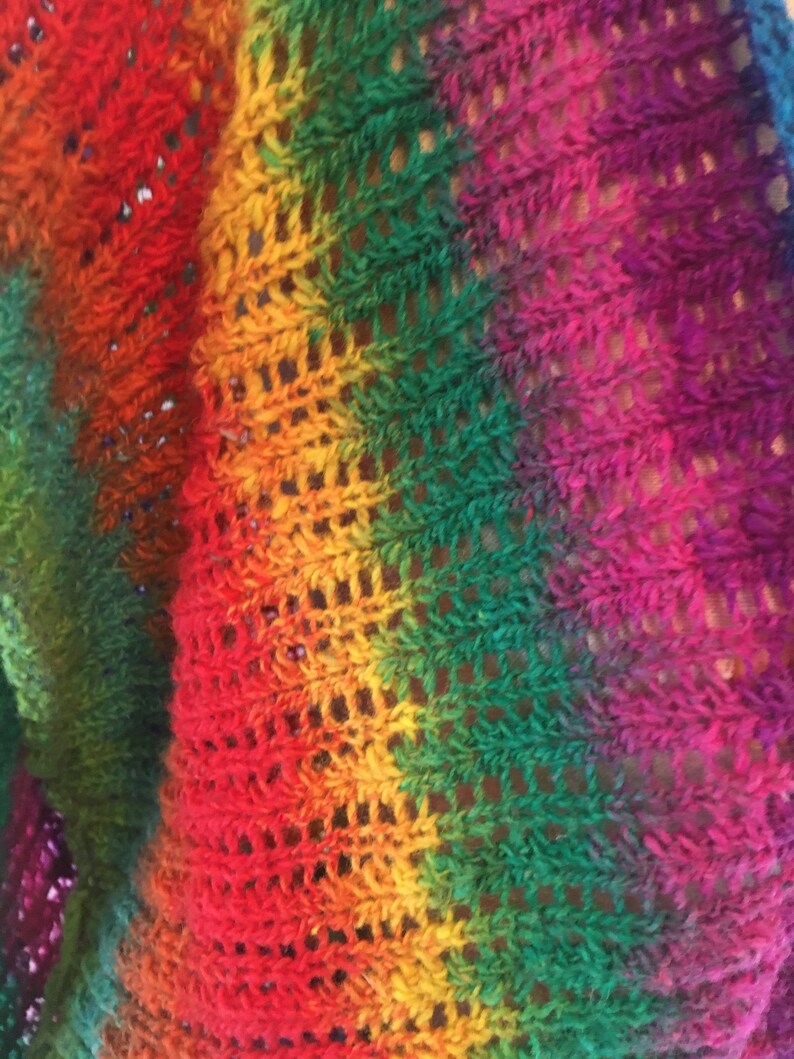 1970/'s Woodstock Hand Knit Cropped Rainbow TopSweater Vest BohoHippie