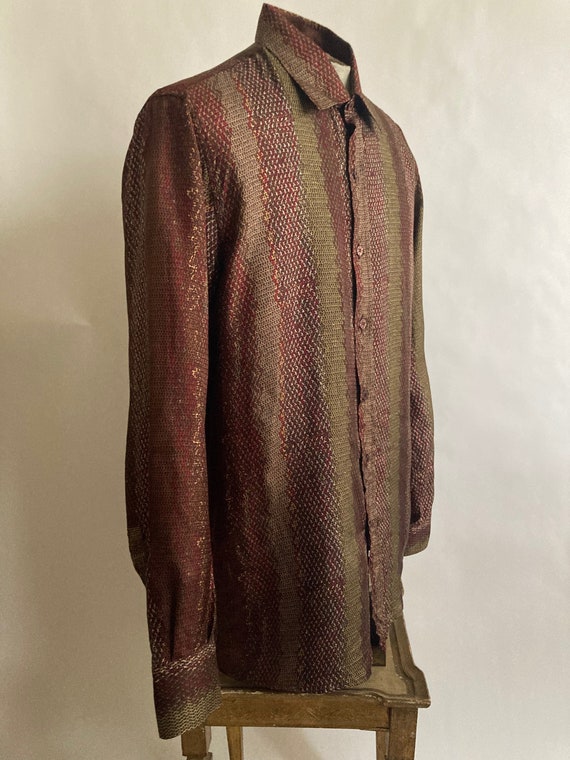 1980s/80s Mens Missoni Silk gold & Burgundy Snake… - image 3