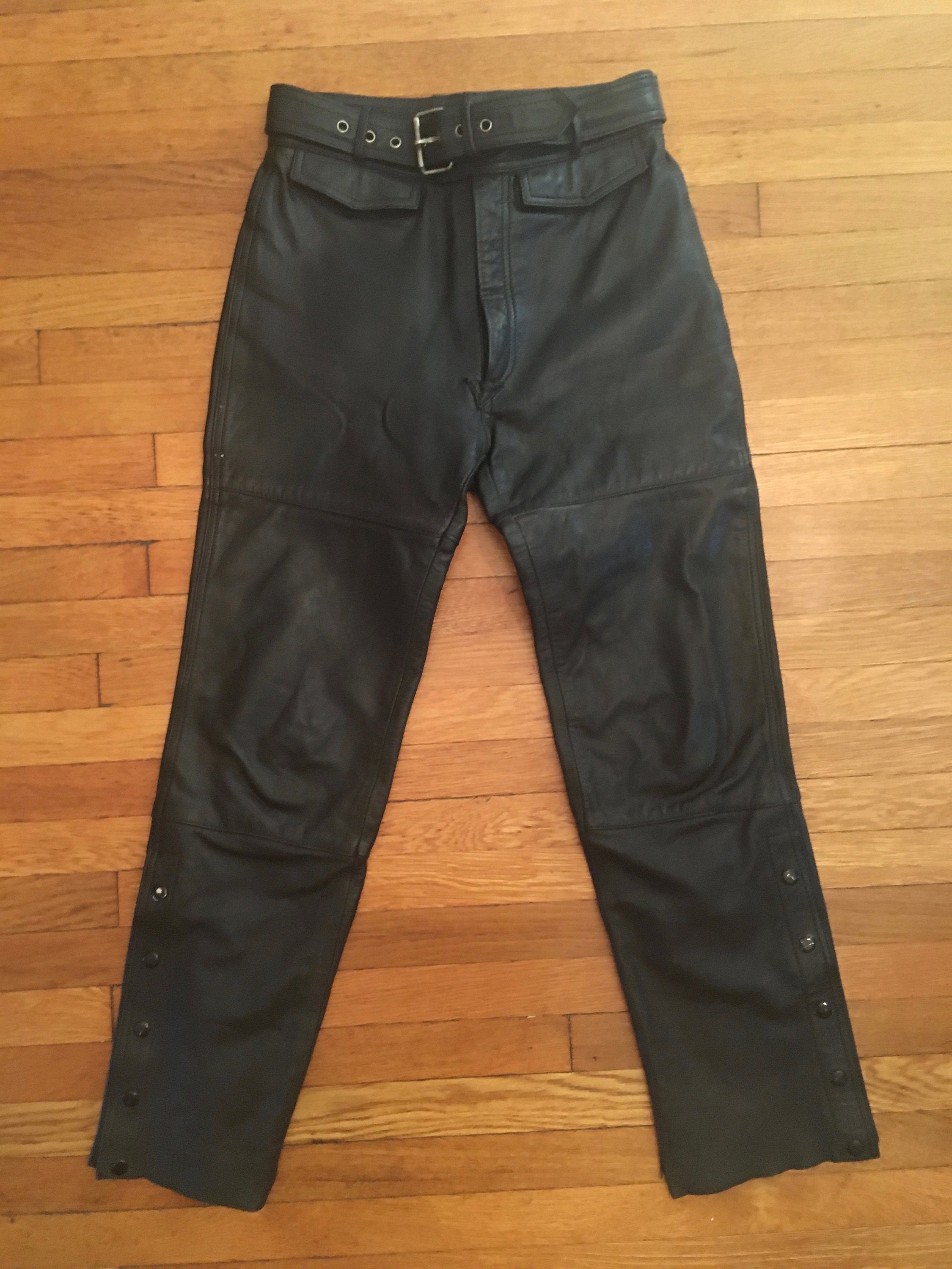 Genuine Harley Davidson Black Studded Leather Pants womens sz 10 Biker