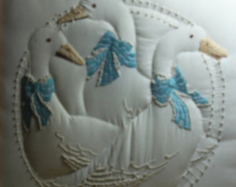 Candlewick & Embroidery - Framed Goose Wall Hanging