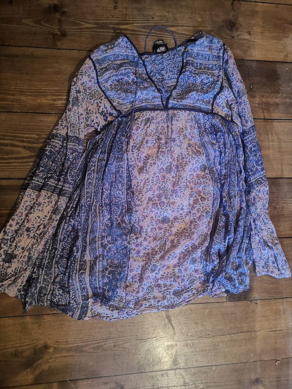 Festival vintage 70's Indian Blue hippy cotton gau