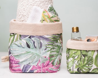 Cestino per portaoggetti botanici, regalo ecologico per lei, deposito bagno, fioriera per interni in tessuto, amante delle piante, regalo per lei, vaso per piante grasse