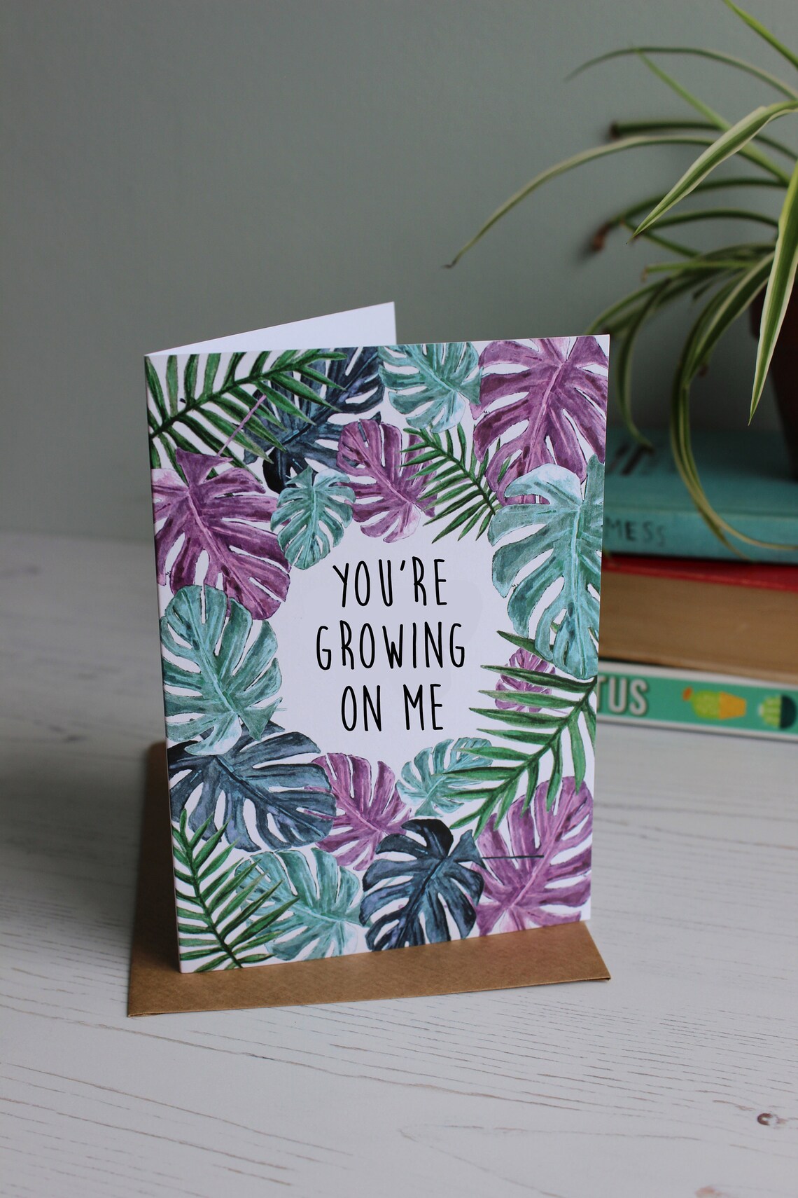 You're growing on me valentines greeting card plant card Etsy