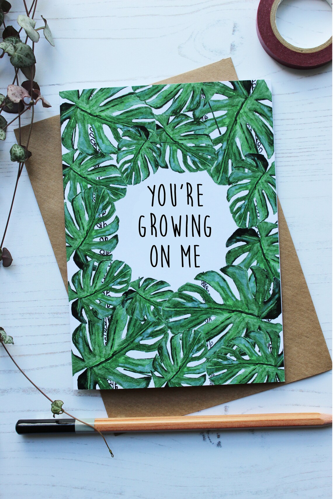You're growing on me valentines greeting card plant card Etsy