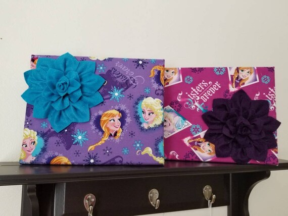 Set Of 2 Felt Flower Wall Art 8x10 Little Girl S Room Frozen Sisters Anna Elsa Decor