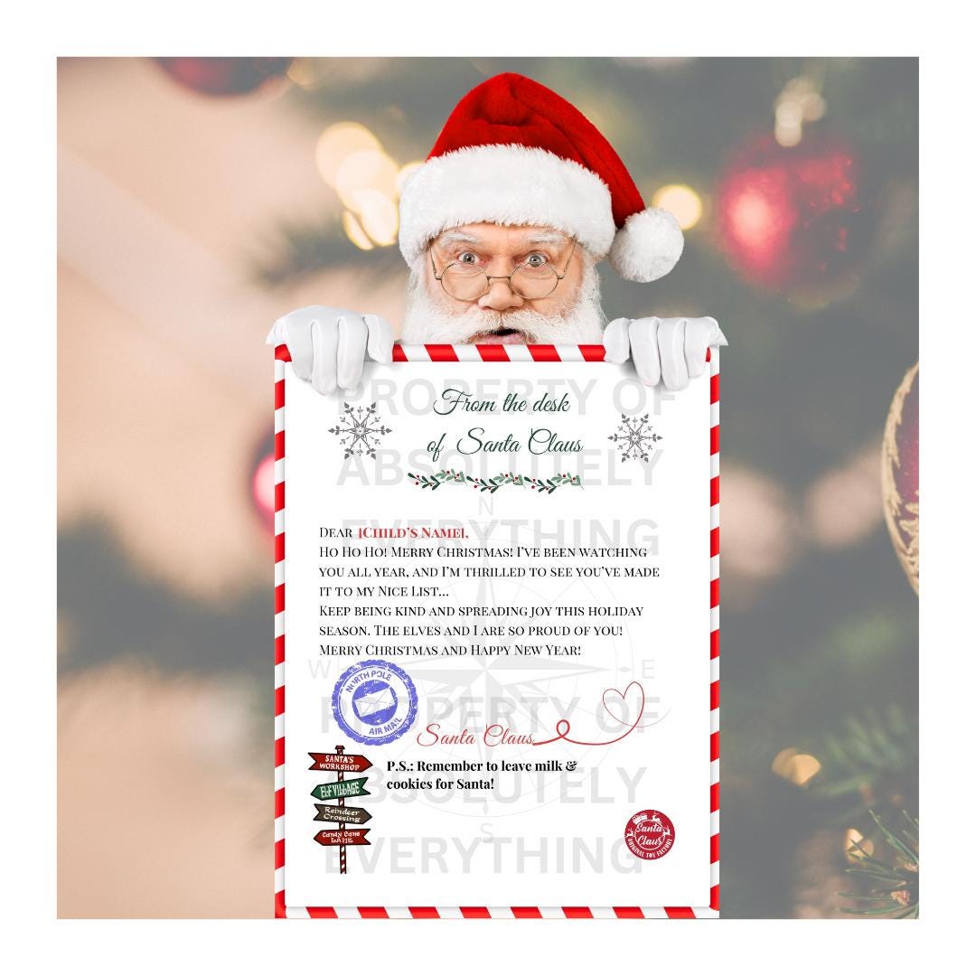 Personalized Letter From Santa Claus – Printable Christmas Letter ...