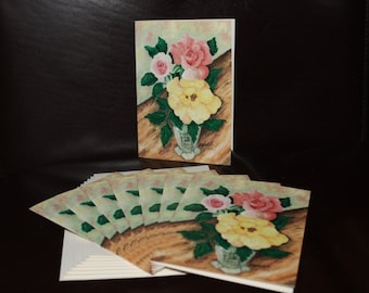 Cards - Deb's Roses - Pack of 8 with Envelopes, Story Insert, and Plastic Sleeve