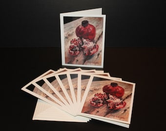Cards - Pomegranates - Pack of 8 with Envelopes, Story Insert, and Plastic Sleeve