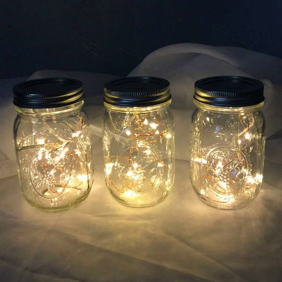15 LED Battery Mason Jam Jar Indoor Fairy Lights Warm White Wedding Party Decor 
