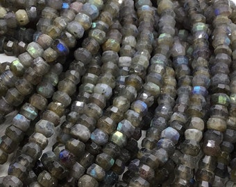 9-10 mm  Labradorite AA large Hole faceted rondelle