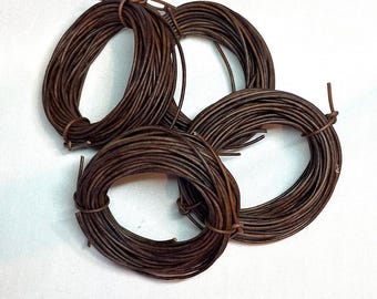 1.8mm  round dark brown dyed leather cord- 10 meters / 32.5 feet