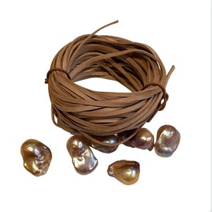 Kangaroo leather lace 2.5 mm wide natural color,  Made in USA