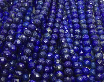 10 x 8 mm  Lapis AA large Hole faceted rondelle