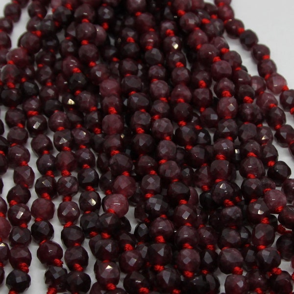 8 mm red garnet jade, faceted square cut  , 2mm large hole bead.