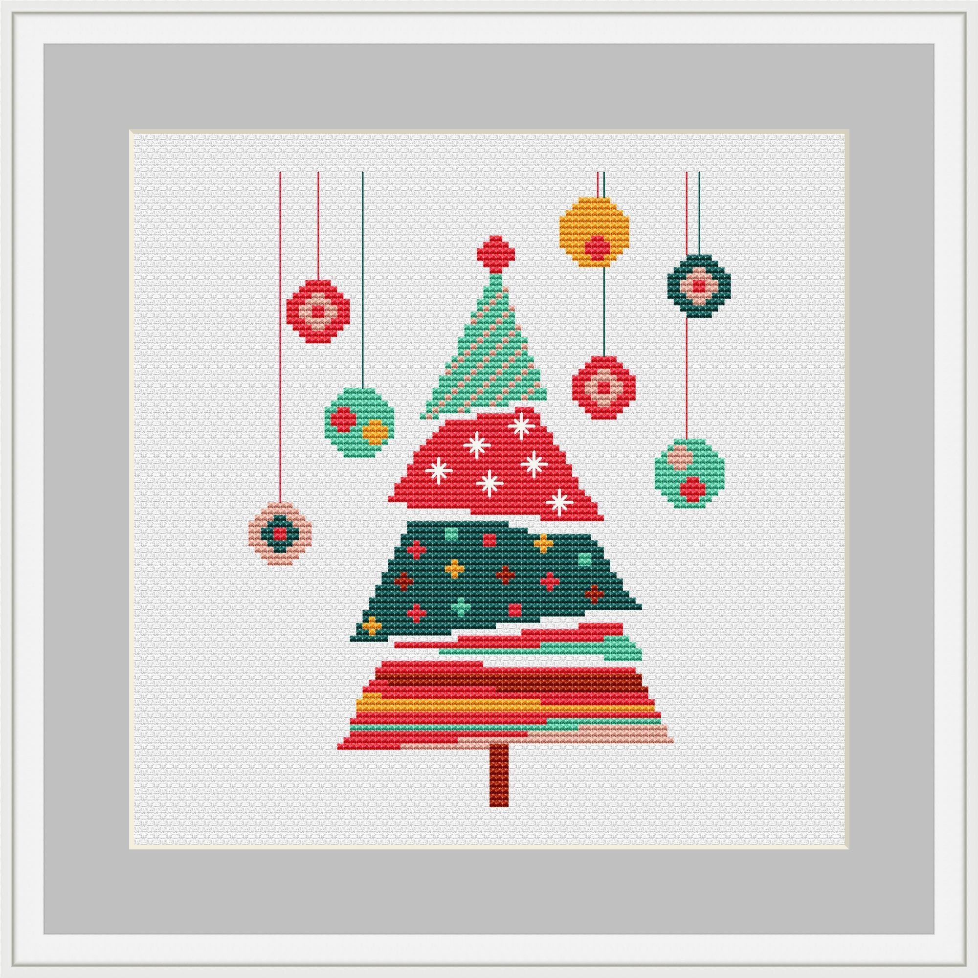 Christmas tree christmas cross stitch pattern modern cross Etsy