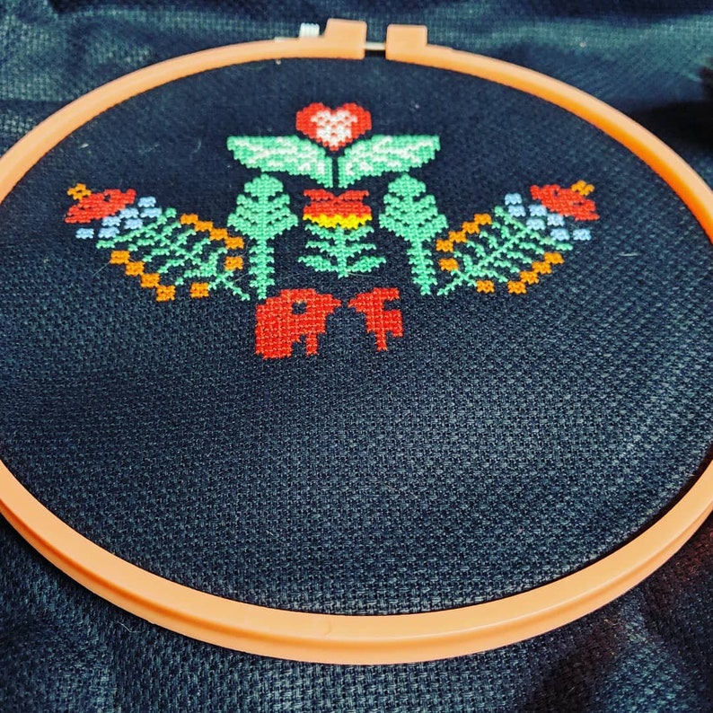 Polish birds folk art cross stitch pattern modern cross Etsy