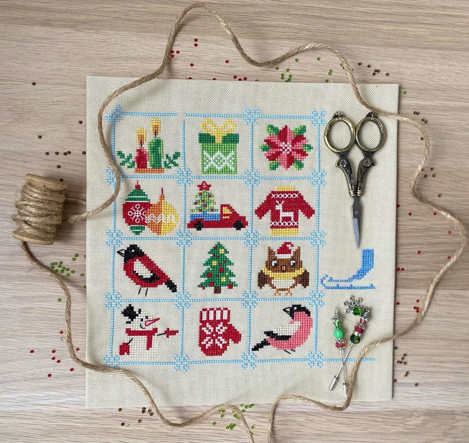KIT Christmas Advent calendar for cross stitch pattern for Etsy