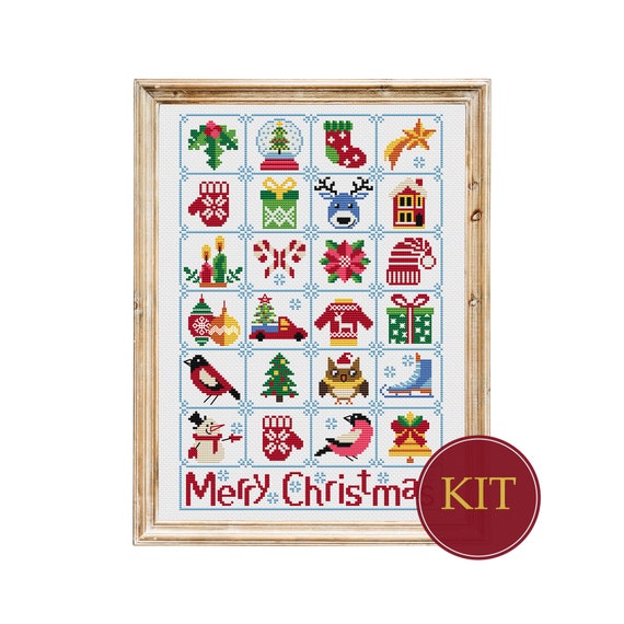 KIT Christmas Advent calendar for cross stitch pattern for Etsy