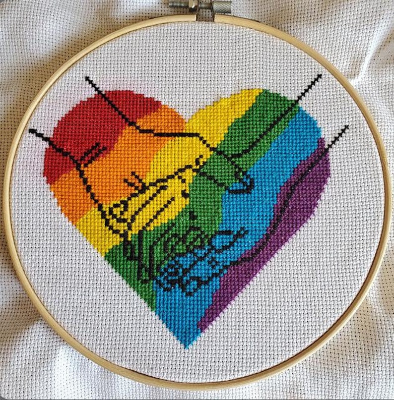 Pride Love is love for cross stitch pattern gay pride flag Etsy