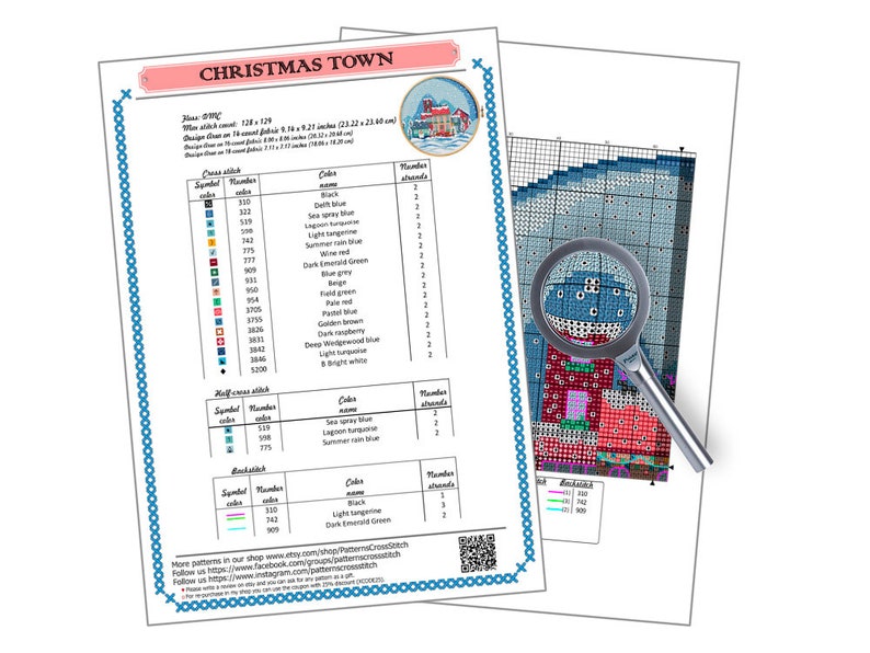 KIT Christmas town landscape modern cross stitch beginner Christmas village cross stitch