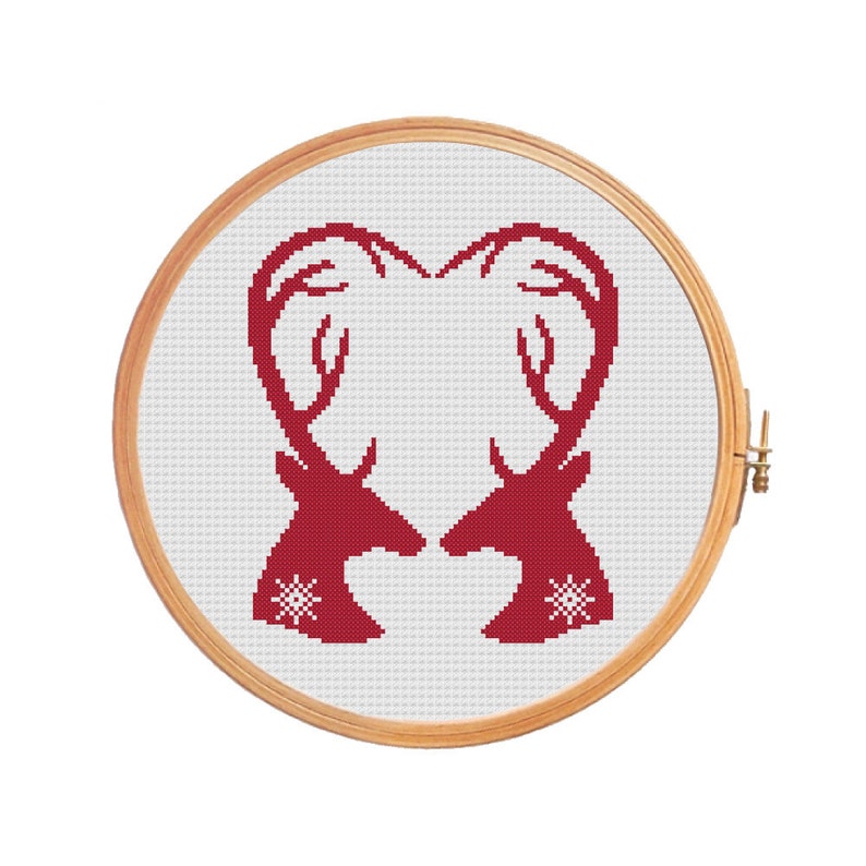 Cross Stitch Patterns Deer Red Christmas Present Gift For Christmas Deers Love 3 In 1 Deers Together Star Deer Antlers Home Hobby Doll Model Making Safarni Org